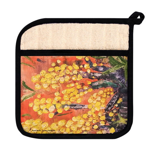 Pot Holder/Oven Mitts 100% Polyester & Heat resistant. Many designs to choose from, All are original Kerry Sandhu Art.
