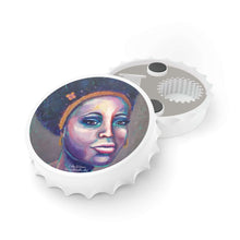 Load image into Gallery viewer, Plastic exterior w/ metallic bottom, magnetic back, 2 different opening mechanisms, matte finish. Art by Kerry Sandhu Art