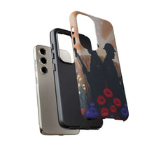 Load image into Gallery viewer, Phone case with an Australian and New Zealand soldier back to back with light-horsemen in the background and poppies in the foreground