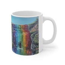 Load image into Gallery viewer, 11oz BPA, lead-free, microwave/dishwasher safe, white ceramic, vivid colours. Many original artworks by Kerry Sandhu Art