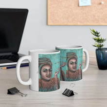 Load image into Gallery viewer, 11oz BPA, lead-free, microwave/dishwasher safe, white ceramic, vivid colours. Many original artworks by Kerry Sandhu Art