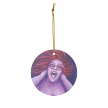 Load image into Gallery viewer, Original artwork front, description on back. Thick high-quality porcelain. 7cm diameter. Comes w/ ribbon by Kerry Sandhu Art