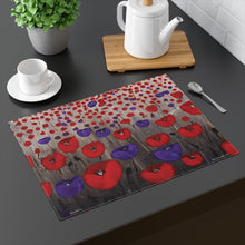 Load image into Gallery viewer, Poppies Placemat - two-sided construction, one-side print & a natural back, 100% cotton, easy to clean by Kerry Sandhu Art.