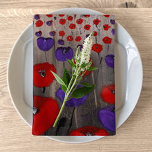 Load image into Gallery viewer, Soft to touch microfiber polyester, printed on top with non-printed white bottom, 4-piece napkin sets by Kerry Sandhu Art