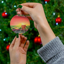 Load image into Gallery viewer, Original artwork front, description on back. Thick high-quality porcelain. 7cm diameter. Comes w/ ribbon by Kerry Sandhu Art