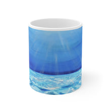Load image into Gallery viewer, 11oz BPA, lead-free, microwave/dishwasher safe, white ceramic, vivid colours. Many original artworks by Kerry Sandhu Art