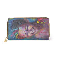 Load image into Gallery viewer, Pockets for cash, c/cards, coins, & more. Stylish faux leather, lots of original artworks by Kerry Sandhu Art to choose from