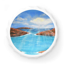 Load image into Gallery viewer, Plastic exterior w/ metallic bottom, magnetic back, 2 different opening mechanisms, matte finish. Art by Kerry Sandhu Art