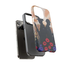 Load image into Gallery viewer, Phone case with an Australian and New Zealand soldier back to back with light-horsemen in the background and poppies in the foreground