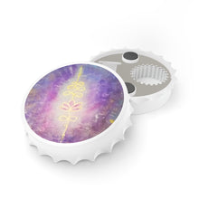 Load image into Gallery viewer, Plastic exterior w/ metallic bottom, magnetic back, 2 different opening mechanisms, matte finish. Art by Kerry Sandhu Art