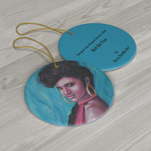 Load image into Gallery viewer, Original artwork front, description on back. Thick high-quality porcelain. 7cm diameter. Comes w/ ribbon by Kerry Sandhu Art