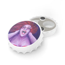 Load image into Gallery viewer, Plastic exterior w/ metallic bottom, magnetic back, 2 different opening mechanisms, matte finish. Art by Kerry Sandhu Art