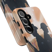 Load image into Gallery viewer, Phone case with an Australian and New Zealand soldier back to back with light-horsemen in the background and poppies in the foreground
