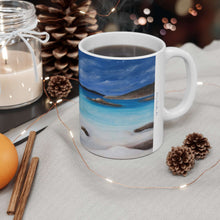 Load image into Gallery viewer, 11oz BPA, lead-free, microwave/dishwasher safe, white ceramic, vivid colours. Many original artworks by Kerry Sandhu Art