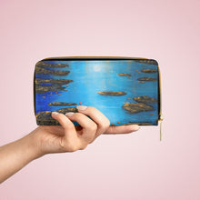 Load image into Gallery viewer, Pockets for cash, c/cards, coins, & more. Stylish faux leather, lots of original artworks by Kerry Sandhu Art to choose from