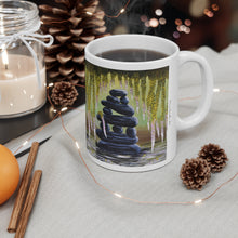 Load image into Gallery viewer, 11oz BPA, lead-free, microwave/dishwasher safe, white ceramic, vivid colours. Many original artworks by Kerry Sandhu Art