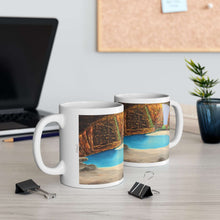 Load image into Gallery viewer, 11oz BPA, lead-free, microwave/dishwasher safe, white ceramic, vivid colours. Many original artworks by Kerry Sandhu Art