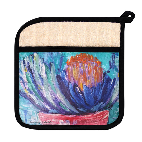 Pot Holder/Oven Mitts 100% Polyester & Heat resistant. Many designs to choose from, All are original Kerry Sandhu Art.