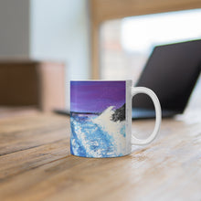 Load image into Gallery viewer, 11oz BPA, lead-free, microwave/dishwasher safe, white ceramic, vivid colours. Many original artworks by Kerry Sandhu Art