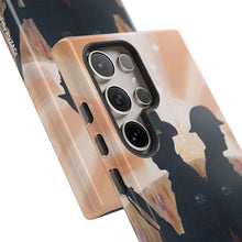 Load image into Gallery viewer, Phone case with an Australian and New Zealand soldier back to back with light-horsemen in the background and poppies in the foreground
