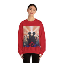 Load image into Gallery viewer, Sweatshirt with an Australian and New Zealand soldier back to back with light-horsemen in the background and poppies in the foreground
