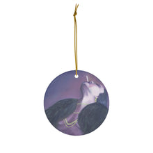Load image into Gallery viewer, Original artwork front, description on back. Thick high-quality porcelain. 7cm diameter. Comes w/ ribbon by Kerry Sandhu Art