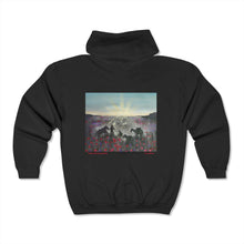 Load image into Gallery viewer, The Band Played Waltzing Matilda (Lest We Forget) - Unisex ZIP UP HOODIE (Image on back) - by Kerry Sandhu Art