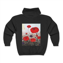 Load image into Gallery viewer, For The Fallen (Lest We Forget) - Unisex  ZIP UP HOODIE (Image on back) - by Kerry Sandhu Art