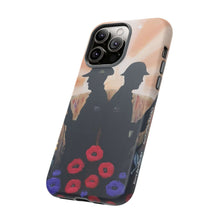 Load image into Gallery viewer, Phone case with an Australian and New Zealand soldier back to back with light-horsemen in the background and poppies in the foreground
