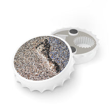 Load image into Gallery viewer, Plastic exterior w/ metallic bottom, magnetic back, 2 different opening mechanisms, matte finish. Art by Kerry Sandhu Art