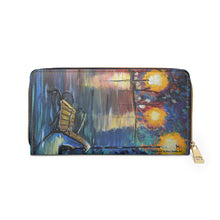 Load image into Gallery viewer, Pockets for cash, c/cards, coins, & more. Stylish faux leather, lots of original artworks by Kerry Sandhu Art to choose from