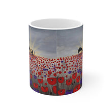 Load image into Gallery viewer, 11oz BPA, lead-free, microwave/dishwasher safe, white ceramic, vivid colours. Many original artworks by Kerry Sandhu Art