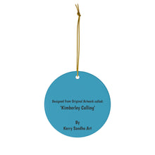 Load image into Gallery viewer, Original artwork front, description on back. Thick high-quality porcelain. 7cm diameter. Comes w/ ribbon by Kerry Sandhu Art