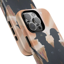 Load image into Gallery viewer, Phone case with an Australian and New Zealand soldier back to back with light-horsemen in the background and poppies in the foreground