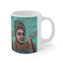 Load image into Gallery viewer, 11oz BPA, lead-free, microwave/dishwasher safe, white ceramic, vivid colours. Many original artworks by Kerry Sandhu Art