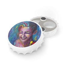 Load image into Gallery viewer, Plastic exterior w/ metallic bottom, magnetic back, 2 different opening mechanisms, matte finish. Art by Kerry Sandhu Art