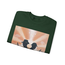 Load image into Gallery viewer, Sweatshirt with an Australian and New Zealand soldier back to back with light-horsemen in the background and poppies in the foreground