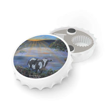Load image into Gallery viewer, Plastic exterior w/ metallic bottom, magnetic back, 2 different opening mechanisms, matte finish. Art by Kerry Sandhu Art