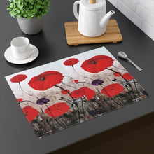 Load image into Gallery viewer, Poppies Placemat - two-sided construction, one-side print & a natural back, 100% cotton, easy to clean by Kerry Sandhu Art.