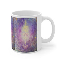 Load image into Gallery viewer, 11oz BPA, lead-free, microwave/dishwasher safe, white ceramic, vivid colours. Many original artworks by Kerry Sandhu Art