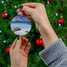 Load image into Gallery viewer, Original artwork front, description on back. Thick high-quality porcelain. 7cm diameter. Comes w/ ribbon by Kerry Sandhu Art