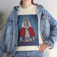 Load image into Gallery viewer, WWI Nurse in a red cape, holding a pan with red poppies and the word Devotion at the bottom