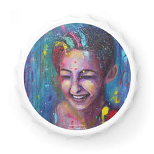 Load image into Gallery viewer, Plastic exterior w/ metallic bottom, magnetic back, 2 different opening mechanisms, matte finish. Art by Kerry Sandhu Art