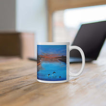 Load image into Gallery viewer, 11oz BPA, lead-free, microwave/dishwasher safe, white ceramic, vivid colours. Many original artworks by Kerry Sandhu Art