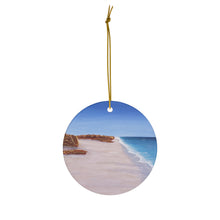Load image into Gallery viewer, Original artwork front, description on back. Thick high-quality porcelain. 7cm diameter. Comes w/ ribbon by Kerry Sandhu Art