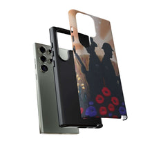 Load image into Gallery viewer, Phone case with an Australian and New Zealand soldier back to back with light-horsemen in the background and poppies in the foreground