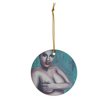 Load image into Gallery viewer, Original artwork front, description on back. Thick high-quality porcelain. 7cm diameter. Comes w/ ribbon by Kerry Sandhu Art