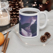 Load image into Gallery viewer, 11oz BPA, lead-free, microwave/dishwasher safe, white ceramic, vivid colours. Many original artworks by Kerry Sandhu Art