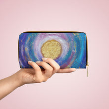 Load image into Gallery viewer, Pockets for cash, c/cards, coins, & more. Stylish faux leather, lots of original artworks by Kerry Sandhu Art to choose from