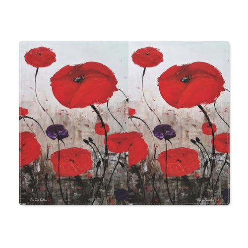 Poppies Placemat - two-sided construction, one-side print & a natural back, 100% cotton, easy to clean by Kerry Sandhu Art.